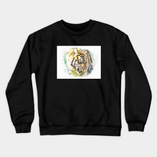 Tiger Animal Feline Wild Life Jungle Nature Freedom Travel Africa Digital Painting Crewneck Sweatshirt